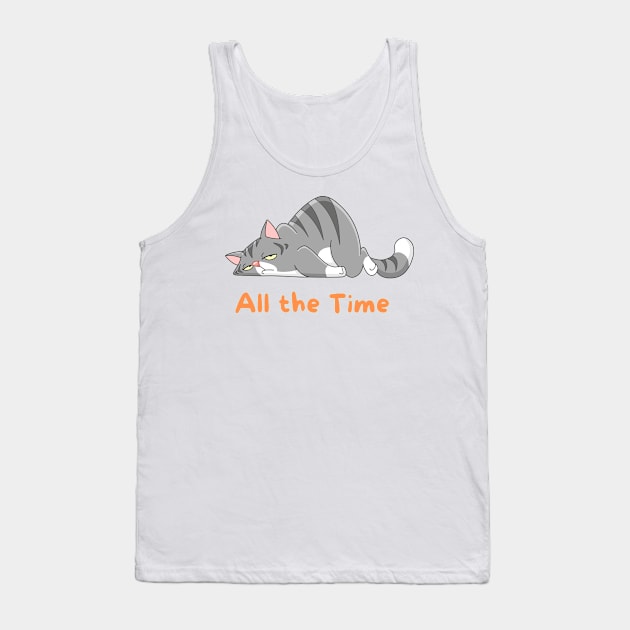 All the Time Lazy Cat Tank Top by fratdd